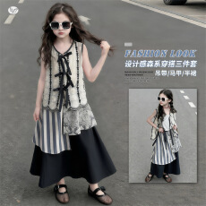 批发女童连衣裙轻奢小众高端夏季2026新款<b class='q'>儿童</b>洋气女大童无袖裙子套装