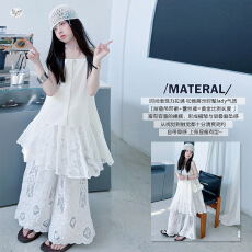 批发女童吊带裙叠穿<b class='q'>夏</b>装2026新款中大童蕾丝花边背心阔腿裤直筒裤韩系