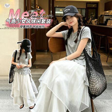 批发女童韩系夏装套装2026新款高级感衣服洋气短袖t儿童夏季潮酷裙裤