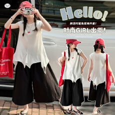 批发女童<b class='q'>夏</b>装套装2026新款超好看儿童无袖娃娃衫女大童<b class='q'>夏</b>阔腿裤两件套