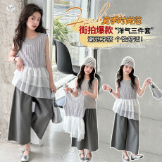 批发女童无袖娃娃衫套装<b class='q'>夏</b>季2026新款儿童韩系穿搭洋气时髦女大童<b class='q'>夏</b>装