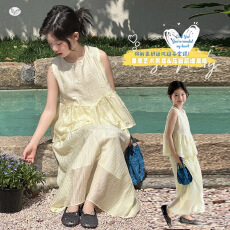 批发女童巨好看裙子<b class='q'>夏</b>装2026新款洋气儿童连衣裙女大童无袖半身裙套装