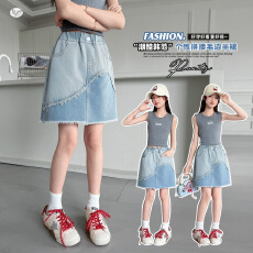 批发女童牛仔短裙<b class='q'>夏</b>季儿童半身裙洋气时髦<b class='q'>夏</b>装中大童女孩百搭A字裙子
