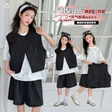 批发女童夏装2026新款中大童韩版潮洋气百搭<b class='q'>休闲</b>小宝宝儿童装夏季女孩