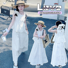 批发童装女童套装蕾丝半身裙两件套女宝宝背心2026春夏装洋气无袖上衣