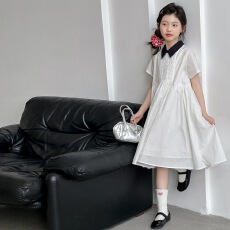 批发<b class='q'>女</b><b class='q'>童</b>学院风<b class='q'>连衣裙</b>夏季2026新款儿童宽松polo领公主裙休闲时尚裙子