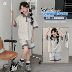 批发女童<b class='q'>202</b>6年夏季新款休闲polo领短袖短<b class='q'>裤</b>套<b class='q'>装</b>中大童宽松运动<b class='q'>T</b><b class='q'>恤</b>潮