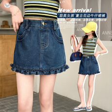 批发<b class='q'>女</b><b class='q'>童</b><b class='q'>韩</b><b class='q'>系</b><b class='q'>牛仔</b><b class='q'>裙</b>2026夏季新款中<b class='q'>大</b><b class='q'>童</b>半身裙花边短裙高腰A字裙裙裤