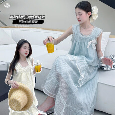 批发<b class='q'>女</b><b class='q'>童</b>法式无袖格子<b class='q'>套装</b>2026夏新款中大童娃娃衫背心花边半身裙长裙