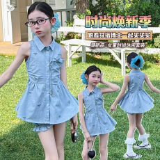 批发<b class='q'>女</b><b class='q'>童</b>衬衫裙夏季2026新款儿童洋气无袖连衣裙女孩独特漂亮套装<b class='q'>裙子</b>