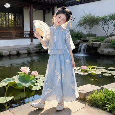 批发<b class='q'>女童</b>夏<b class='q'>装</b>中式古典绣花<b class='q'>套装</b>2026儿童裙裤中国风上衣女孩汉服两件套