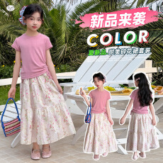 批发法式田园风碎花裙女夏季高腰<b class='q'>显瘦</b>A字长裙小个子温柔度假风半身裙