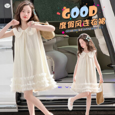 批发女童娃娃领连衣裙<b class='q'>夏</b>季2026新款儿童<b class='q'>夏</b>装洋气时髦韩系女孩公主裙子