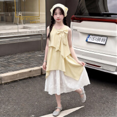 批发女<b class='q'>童</b><b class='q'>连衣裙</b>夏季2026新款洋气儿<b class='q'>童</b>法式裙子<b class='q'>中大</b><b class='q'>童</b>夏装假两件背心裙