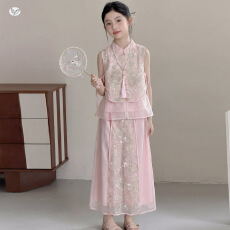 批发女童新中式<b class='q'>套装</b>夏季2026新款女孩国风盘扣无袖上衣服夏装<b class='q'>儿童</b>裙裤