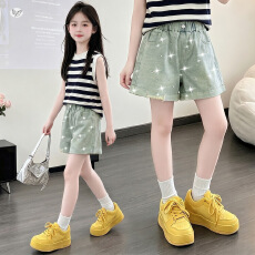 批发<b class='q'>女</b><b class='q'>童</b>牛仔短裤2026新款儿童夏季薄款宽松裤子<b class='q'>中大</b>童夏天烫钻五分裤