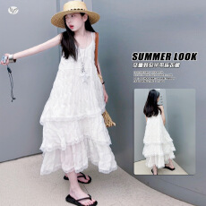 批发<b class='q'>女</b><b class='q'>童</b>芭蕾风吊带裙2026夏新款<b class='q'>中大</b>童蕾丝花边公主裙儿童蓬蓬蛋糕裙
