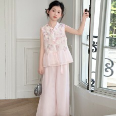批发<b class='q'>女</b><b class='q'>童</b><b class='q'>新中</b><b class='q'>式</b><b class='q'>套装</b>2026夏季新款中<b class='q'>大</b><b class='q'>童</b>花朵刺绣马甲阔腿裤国<b class='q'>风</b>两件套