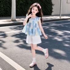批发<b class='q'>女</b><b class='q'>童</b><b class='q'>小</b><b class='q'>飞</b>袖<b class='q'>格子</b>娃娃衫短裤<b class='q'>套装</b>中<b class='q'>大</b><b class='q'>童</b>2026新款儿<b class='q'>童</b>时髦夏装两件套