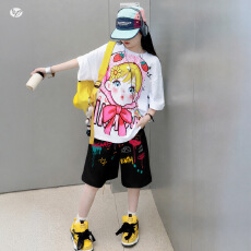 批发<b class='q'>女</b><b class='q'>童</b><b class='q'>多巴胺</b><b class='q'>印花</b><b class='q'>套装</b>2026夏新款中<b class='q'>大</b><b class='q'>童</b>卡通<b class='q'>女</b>孩T恤手绘中裤两件套