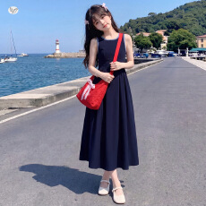 批发<b class='q'>女童</b>撞色<b class='q'>连衣裙</b>2026夏季新款中大童无袖<b class='q'>背心裙</b>韩系露腰长裙A字裙