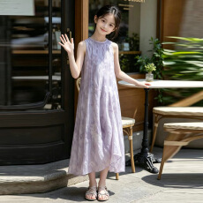 批发女童无袖<b class='q'>连衣裙</b>2026夏季新款中大童气质长裙淡紫色背心裙<b class='q'>儿童</b>裙子