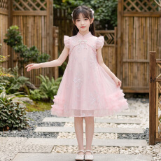批发女童小飞袖改良旗袍<b class='q'>裙</b>2026夏季新款中大童绣花蛋糕纱<b class='q'>裙</b><b class='q'>儿童</b>连衣<b class='q'>裙</b>