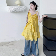 批发女童吊带连衣<b class='q'>裙</b>2026夏季新款中大童荷叶边公主<b class='q'>裙</b><b class='q'>儿童</b>度假风沙滩<b class='q'>裙</b>