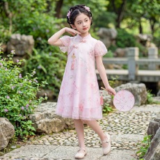 批发女童新中式改良旗袍<b class='q'>裙</b>2026夏季新款中大童网袖盘扣连衣<b class='q'>裙</b>国风<b class='q'>裙</b>子