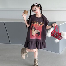 批发女童慵懒风连衣<b class='q'>裙</b>2026夏季新款中大童宽松印花背心<b class='q'>裙</b><b class='q'>儿童</b>休闲<b class='q'>裙</b>子