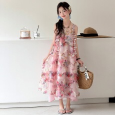 批发女童碎花连衣<b class='q'>裙</b>2026夏季新款中大童花边吊带<b class='q'>裙</b>度假风<b class='q'>儿童</b>纱<b class='q'>裙</b>长<b class='q'>裙</b>