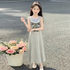 批发<b class='q'>女童</b>休闲<b class='q'>连衣</b>裙2026夏季新款中大童无袖<b class='q'>背心裙</b>卡通印花T恤裙长裙