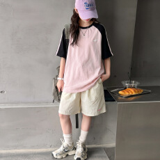 批发女童套装2026夏季<b class='q'>新款</b>中大童撞色短袖T恤短裤儿童休闲<b class='q'>运动服</b>夏装