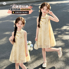 批发女童连衣裙夏装2026新款儿童国风旗袍夏季女孩新中式无袖背心裙子