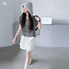 批发女童<b class='q'>夏</b>装2026新款中大童蕾丝拼接条纹帽衫撞色T恤工装短裤套装薄