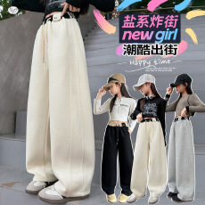 批发女<b class='q'>童</b><b class='q'>休闲</b>卫裤<b class='q'>202</b>6秋季新款中大<b class='q'>童</b>腰口撞色弯刀裤阔腿裤秋装运动裤