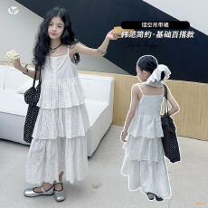 批发<b class='q'>女</b><b class='q'>童</b><b class='q'>连衣裙</b>儿童裙子夏装2026新款超好看白色公主裙中大童吊带裙薄