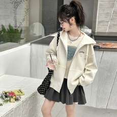批发女<b class='q'>童</b><b class='q'>卫衣</b><b class='q'>外套</b>春秋款2026新款初中生休闲宽松拉链开衫洋气上衣秋装