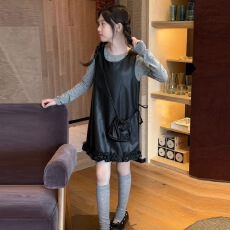 批发女<b class='q'>童</b><b class='q'>裙子</b><b class='q'>202</b>6秋季新款中大儿<b class='q'>童</b>波点长袖T恤打底衫花边背心裙皮裙