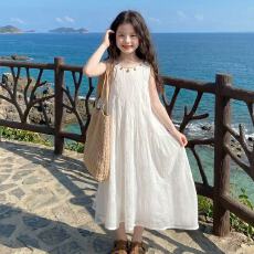 批发<b class='q'>女</b><b class='q'>童</b>海边<b class='q'>连衣裙</b>夏2026新款大童女装夏季度假白色<b class='q'>连衣裙</b>女孩沙滩裙