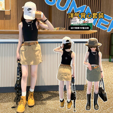 批发女<b class='q'>童</b><b class='q'>中大</b><b class='q'>童</b><b class='q'>套装</b>洋气时髦休闲2026<b class='q'>夏</b>季新款圆领背心直筒A字短裙潮