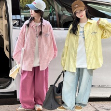 批发女<b class='q'>童装</b>秋款<b class='q'>衬衫</b>2026新款春秋款儿童条纹<b class='q'>衬衣</b>T恤翻领秋装两件套装