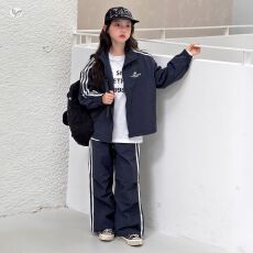 批发<b class='q'>女</b>童<b class='q'>秋</b><b class='q'>装</b>运动服套装2026秋季新款中大童立领外套阔腿裤拉<b class='q'>条</b>两件套