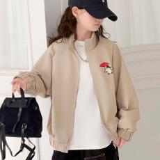 女童夹克衫2026秋季新款中大儿童短款圆领棒球服外套印花长袖开衫