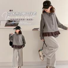 批发<b class='q'>女</b>童马甲<b class='q'>衬衫</b><b class='q'>套装</b>秋季2026新款儿童春装洋气阔腿裤<b class='q'>女</b>大童韩系穿搭
