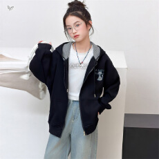 批发女童春秋外套洋气时髦2026新款儿童春季休闲上衣大童春装连帽卫衣