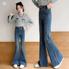 批发女童<b class='q'>侧</b><b class='q'>缝</b>绣花牛仔<b class='q'>裤</b>2026秋季<b class='q'>新款</b>中大童高腰微喇<b class='q'>裤</b>初中生早秋长<b class='q'>裤</b>