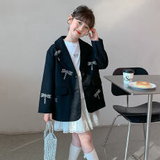 批发女童蜻蜓烫钻西装外套2026春秋季<b class='q'>新款</b>中大童西服开衫儿童长袖上衣