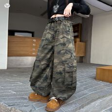 批发女童<b class='q'>迷彩</b>工<b class='q'>装</b><b class='q'>裤</b>2026秋新款中大童宽松阔腿<b class='q'>裤</b><b class='q'>弯刀</b><b class='q'>裤</b>大口袋秋<b class='q'>装</b>长<b class='q'>裤</b>