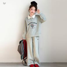 女童运动服套装2026秋季新款中大童绣花POLO衫卫衣阔腿裤儿童秋装